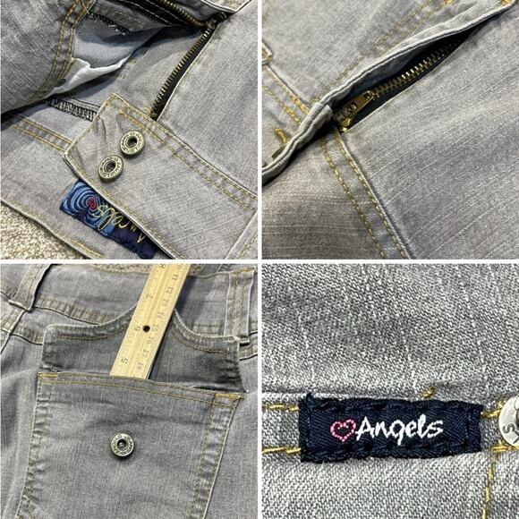 y2lk vintage grunge Angels womens straight jeans sz 13 mid rise gray stretch - Picture 9 of 12